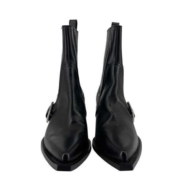 Zara SRPLS Limited Edition Black Leather Cowboy Boots Size 40 EU 9 US - Picture 12 of 13